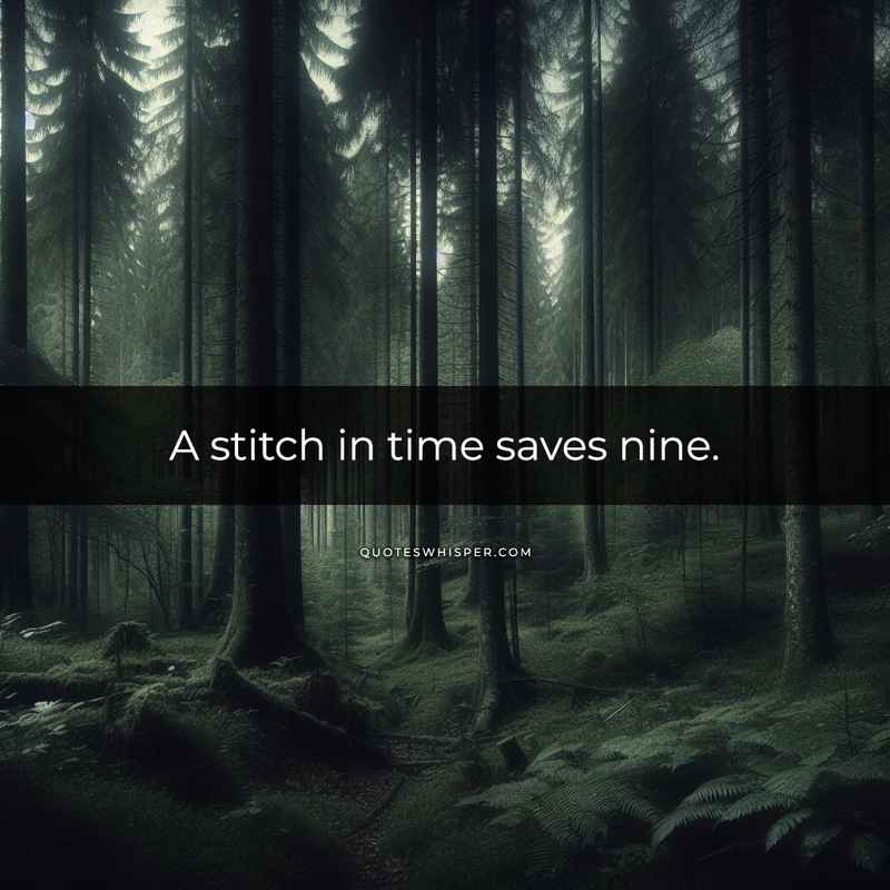 A stitch in time saves nine.