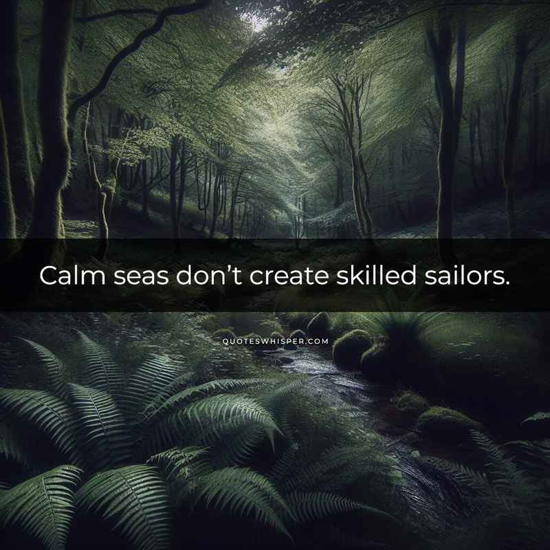 Calm seas don’t create skilled sailors.