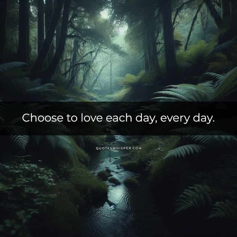 Choose to love each day, every day.