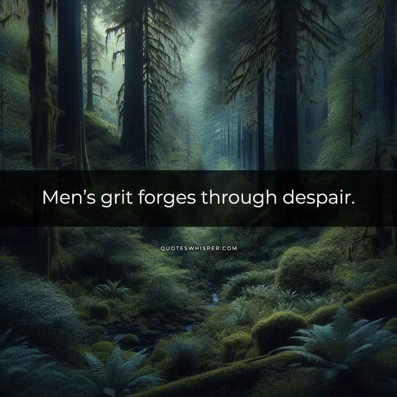 Men’s grit forges through despair.