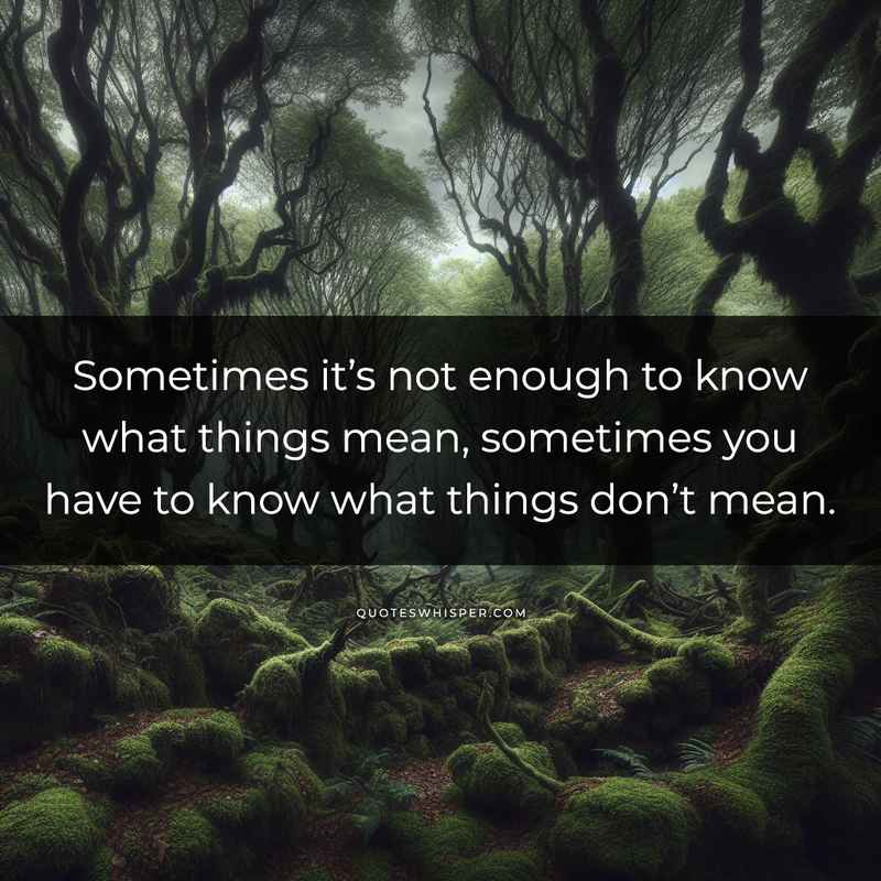 Sometimes it’s not enough to know what things mean, sometimes you have to know what things don’t mean.