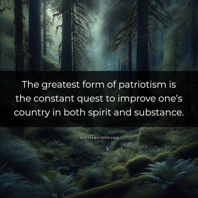 The greatest form of patriotism is the constant quest to improve one’s country in both spirit and substance.