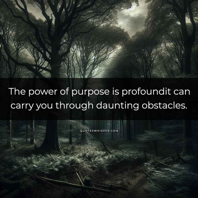 The power of purpose is profoundit can carry you through daunting obstacles.