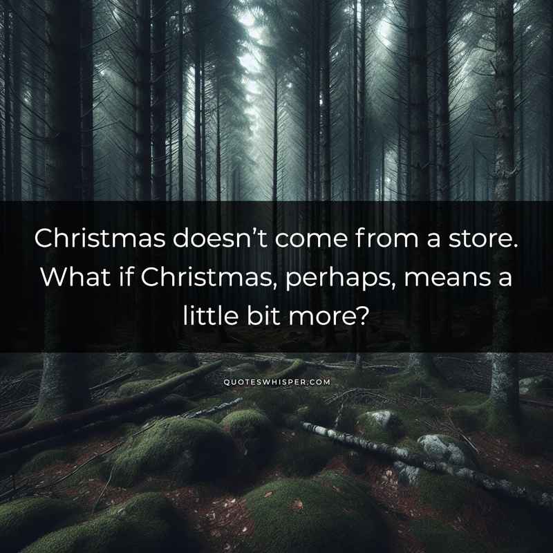 Christmas doesn’t come from a store. What if Christmas, perhaps, means a little bit more?