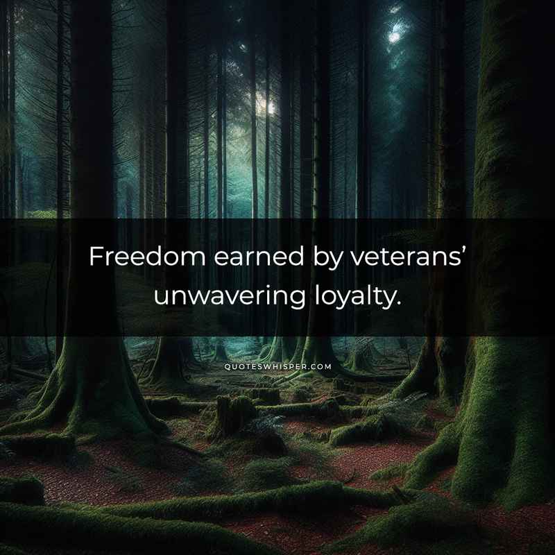 Freedom earned by veterans’ unwavering loyalty.
