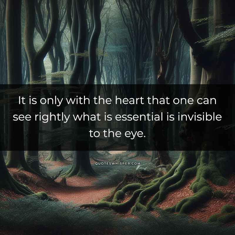 It is only with the heart that one can see rightly what is essential is invisible to the eye.