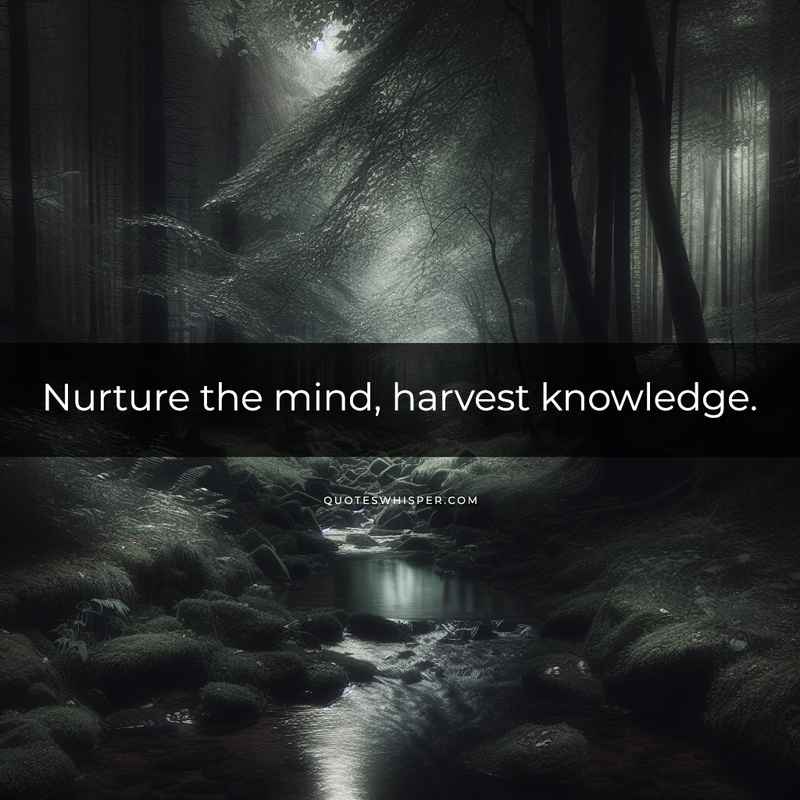Nurture the mind, harvest knowledge.