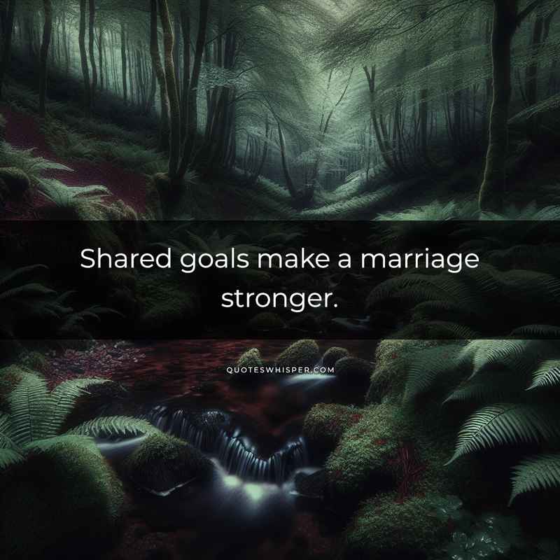 Shared goals make a marriage stronger.