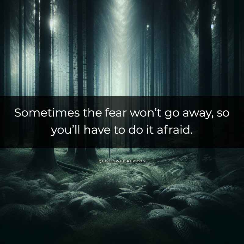 Sometimes the fear won’t go away, so you’ll have to do it afraid.