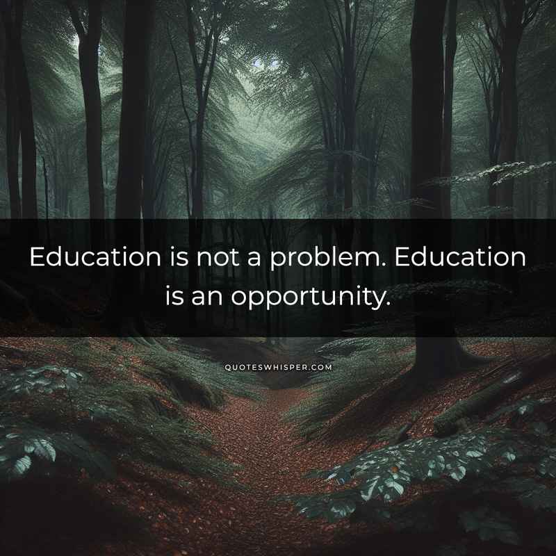 Education is not a problem. Education is an opportunity.