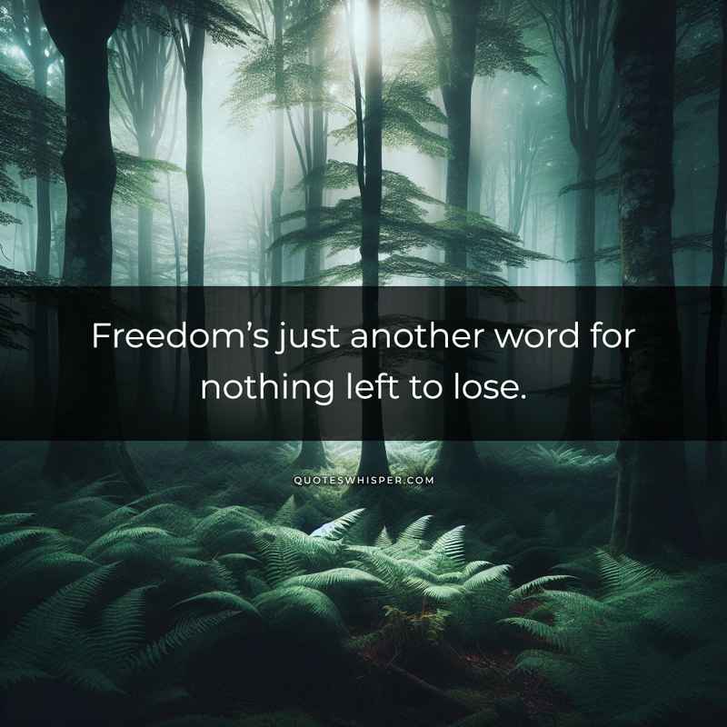 Freedom’s just another word for nothing left to lose.