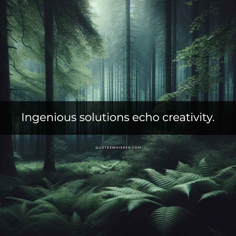 Ingenious solutions echo creativity.