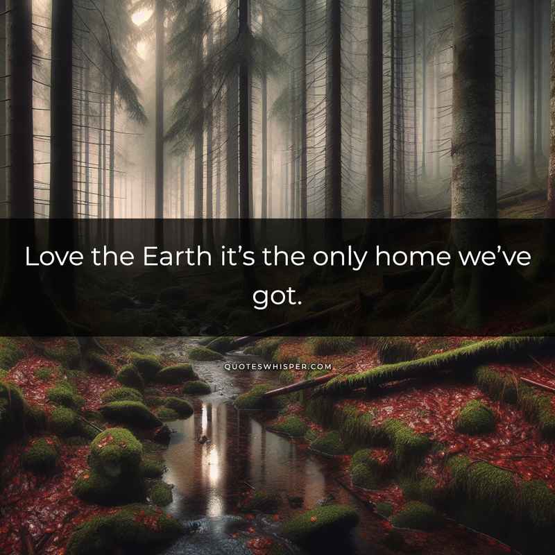 Love the Earth it’s the only home we’ve got.