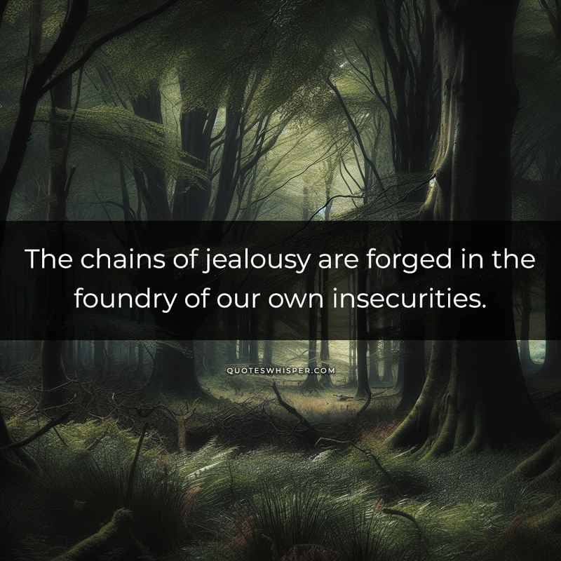 The chains of jealousy are forged in the foundry of our own insecurities.