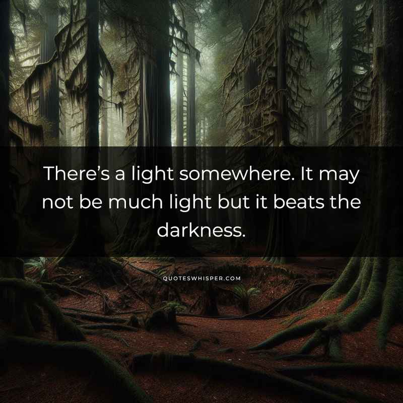 There’s a light somewhere. It may not be much light but it beats the darkness.
