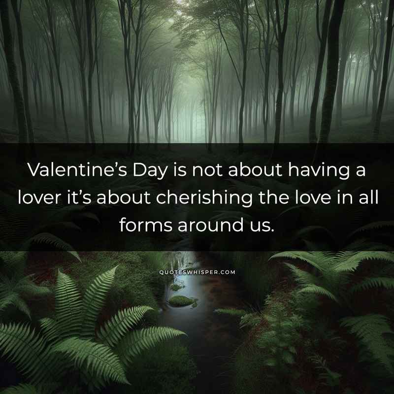Valentine’s Day is not about having a lover it’s about cherishing the love in all forms around us.