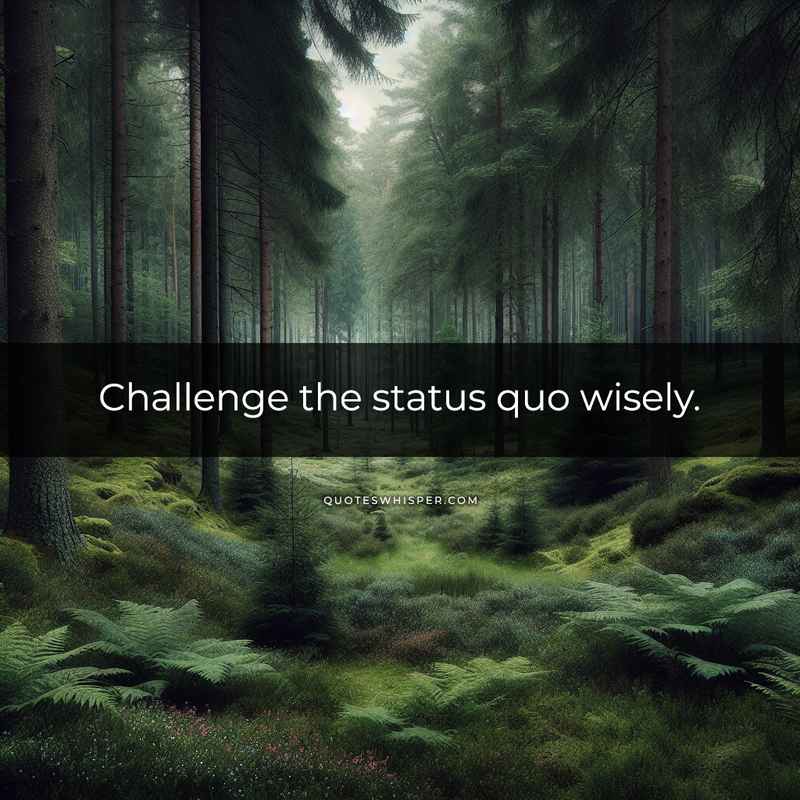 Challenge the status quo wisely.