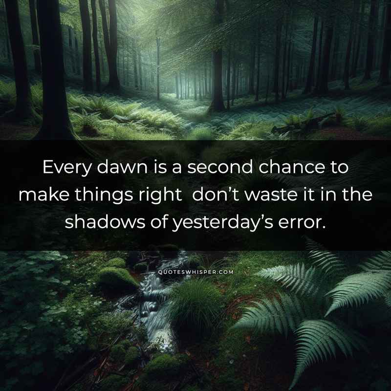 Every dawn is a second chance to make things right don’t waste it in the shadows of yesterday’s error.