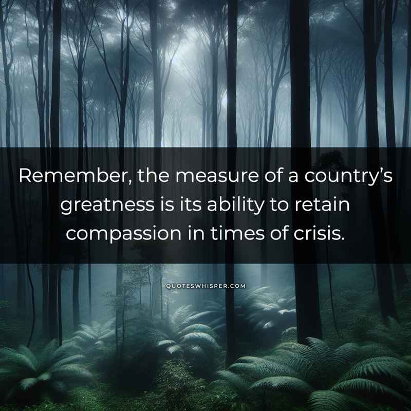 Remember, the measure of a country’s greatness is its ability to retain compassion in times of crisis.