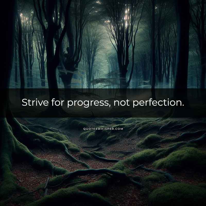 Strive for progress, not perfection.