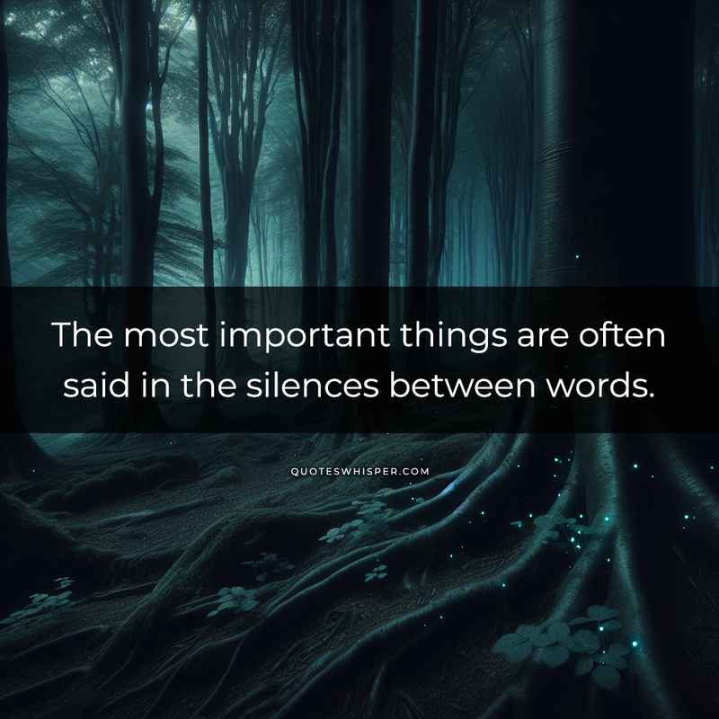 The most important things are often said in the silences between words.