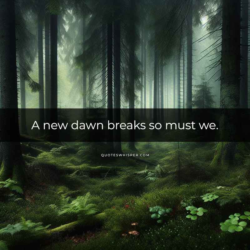 A new dawn breaks so must we.