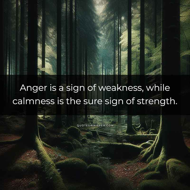 Anger is a sign of weakness, while calmness is the sure sign of strength.