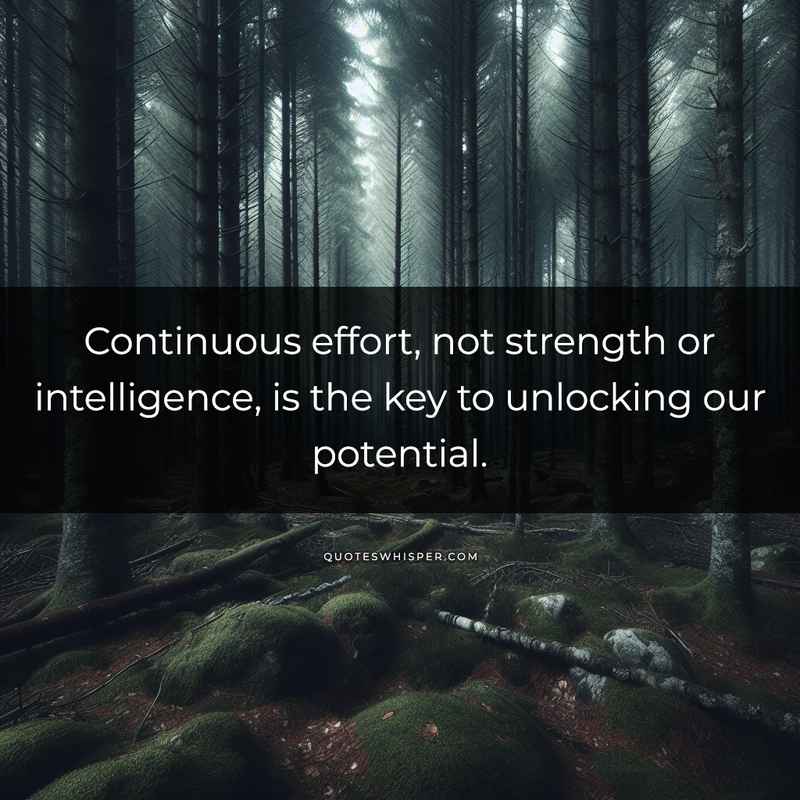 Continuous effort, not strength or intelligence, is the key to unlocking our potential.