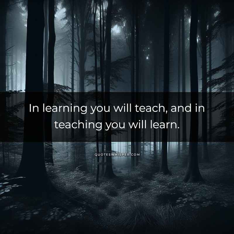 In learning you will teach, and in teaching you will learn.