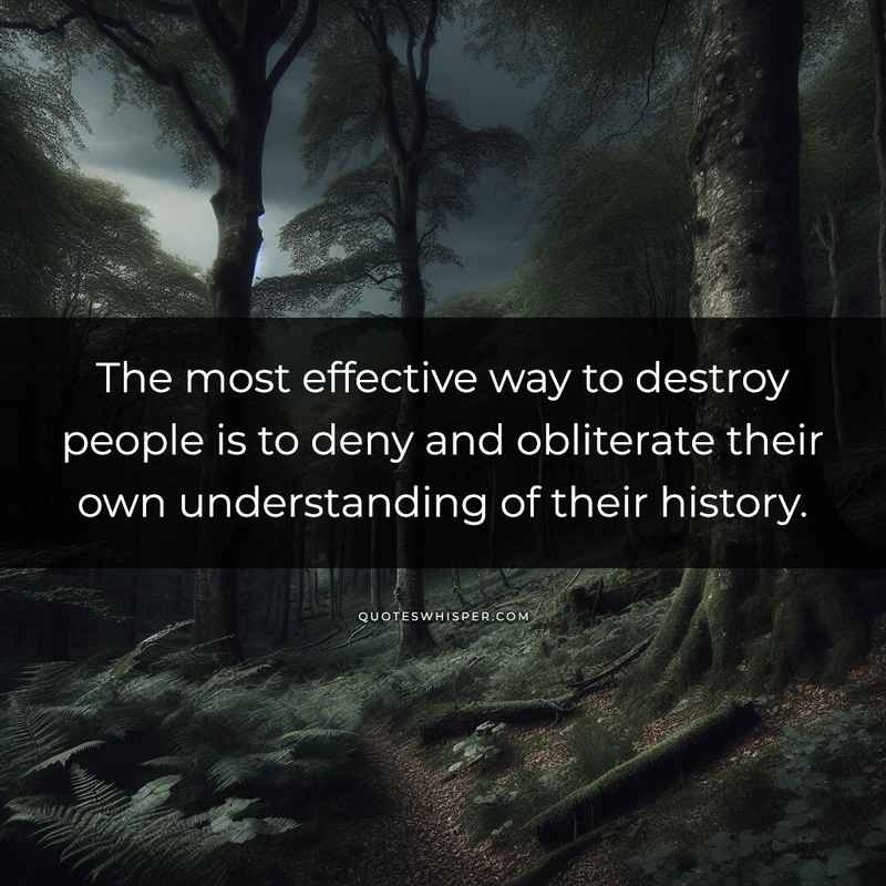 The most effective way to destroy people is to deny and obliterate their own understanding of their history.