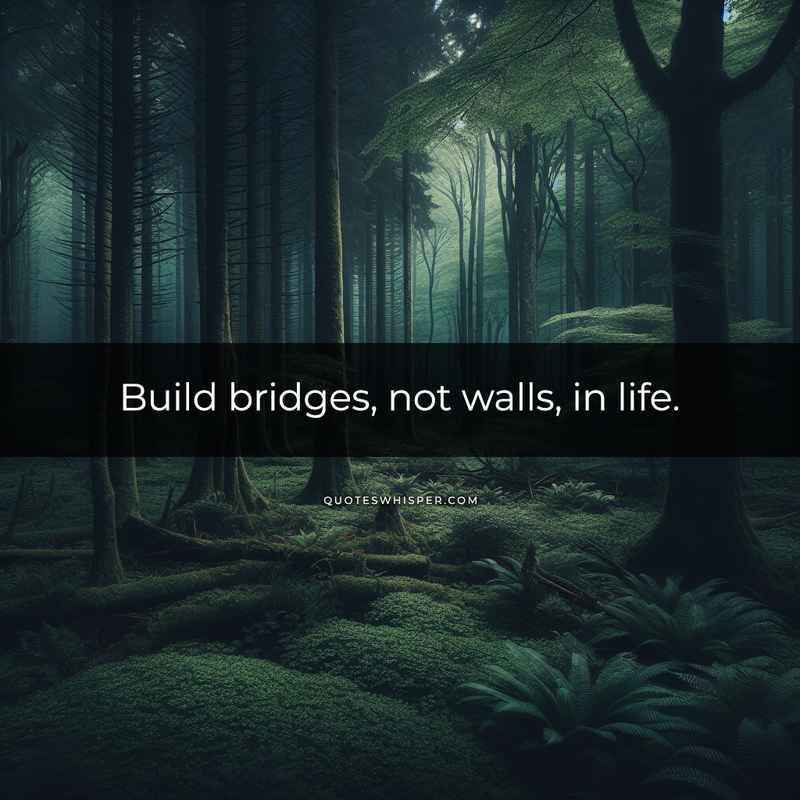 Build bridges, not walls, in life.