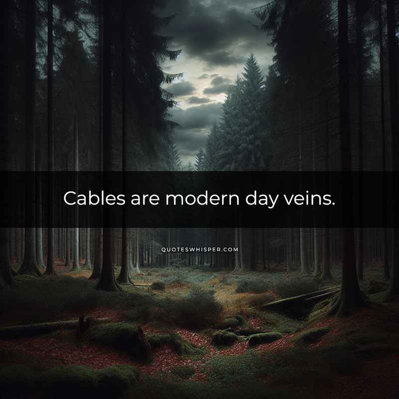Cables are modern day veins.