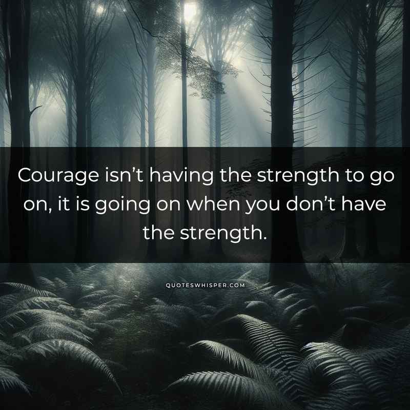 Courage isn’t having the strength to go on, it is going on when you don’t have the strength.