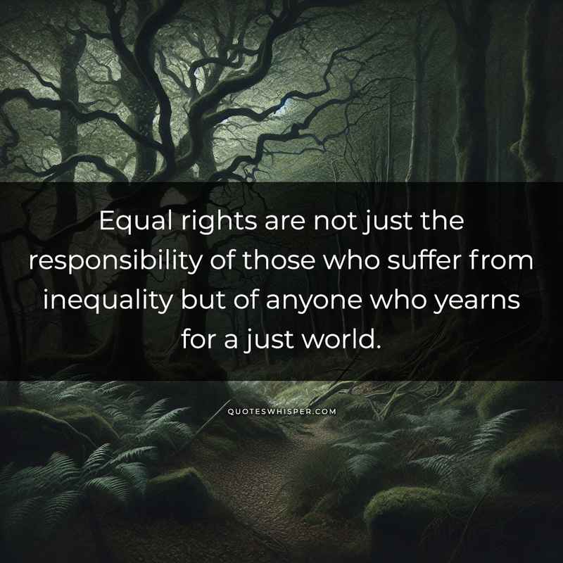 Equal rights are not just the responsibility of those who suffer from inequality but of anyone who yearns for a just world.