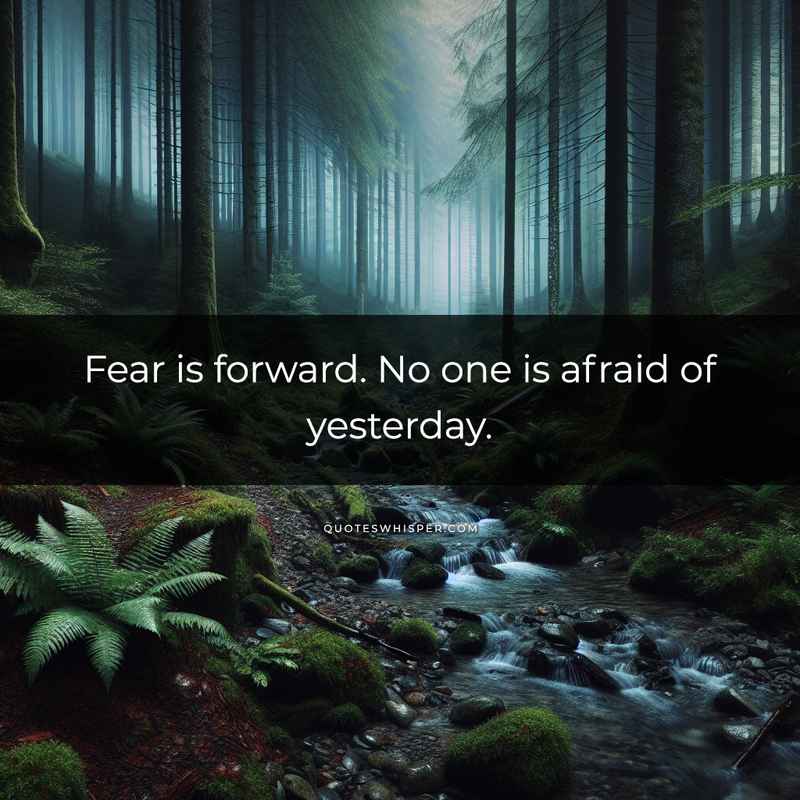 Fear is forward. No one is afraid of yesterday.