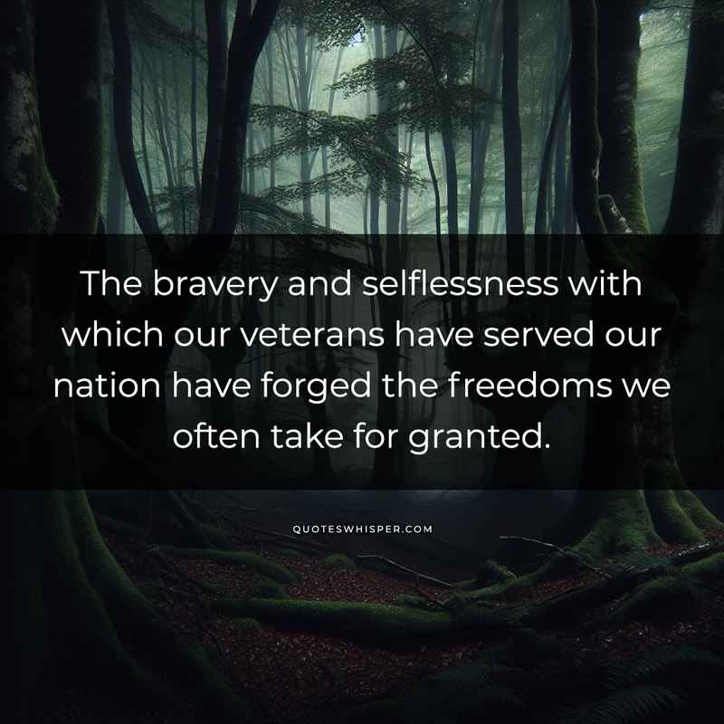 The bravery and selflessness with which our veterans have served our nation have forged the freedoms we often take for granted.