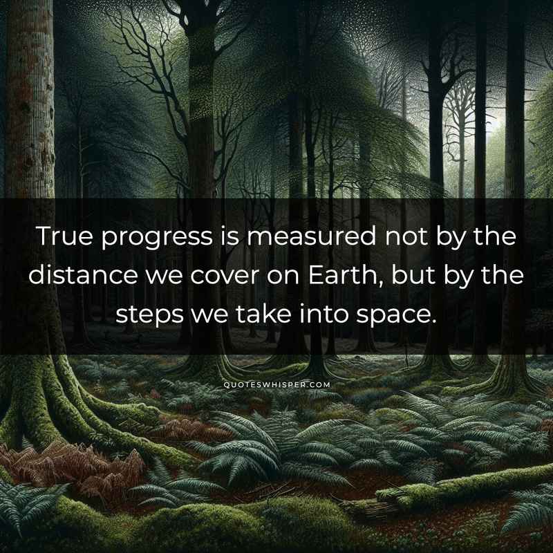 True progress is measured not by the distance we cover on Earth, but by the steps we take into space.