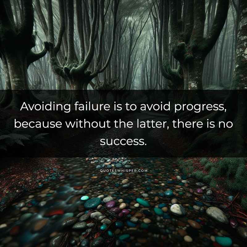 Avoiding failure is to avoid progress, because without the latter, there is no success.
