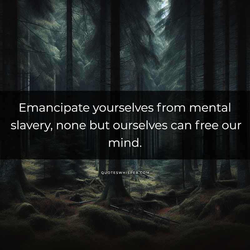 Emancipate yourselves from mental slavery, none but ourselves can free our mind.