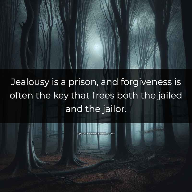 Jealousy is a prison, and forgiveness is often the key that frees both the jailed and the jailor.