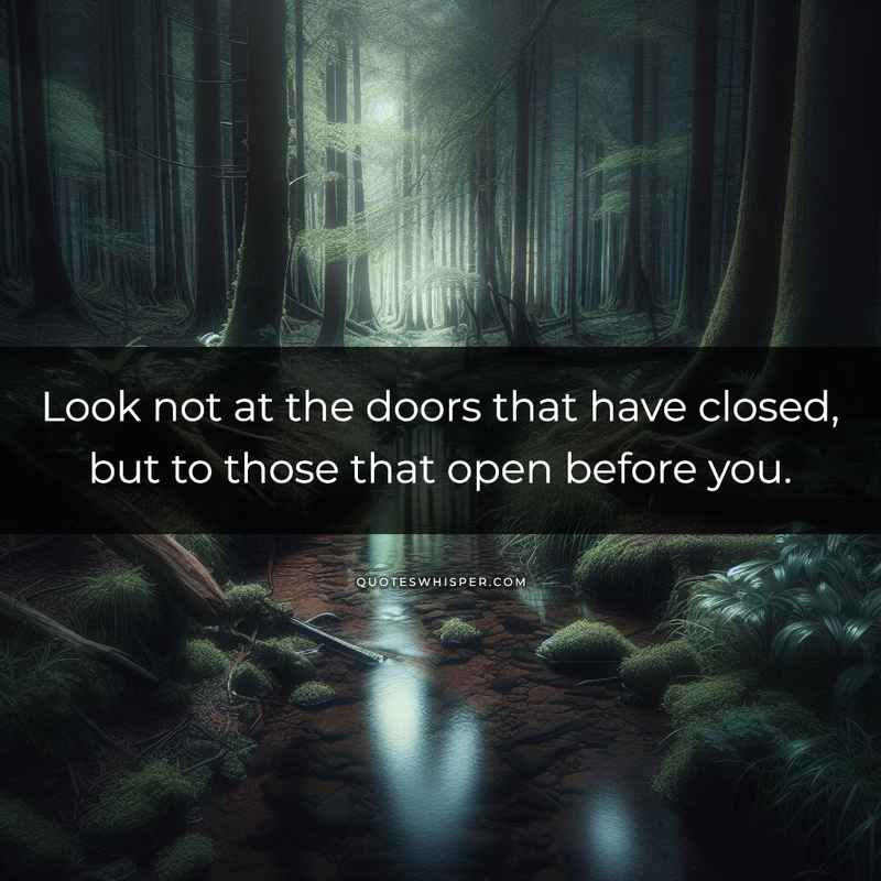 Look not at the doors that have closed, but to those that open before you.