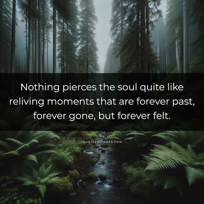 Nothing pierces the soul quite like reliving moments that are forever past, forever gone, but forever felt.
