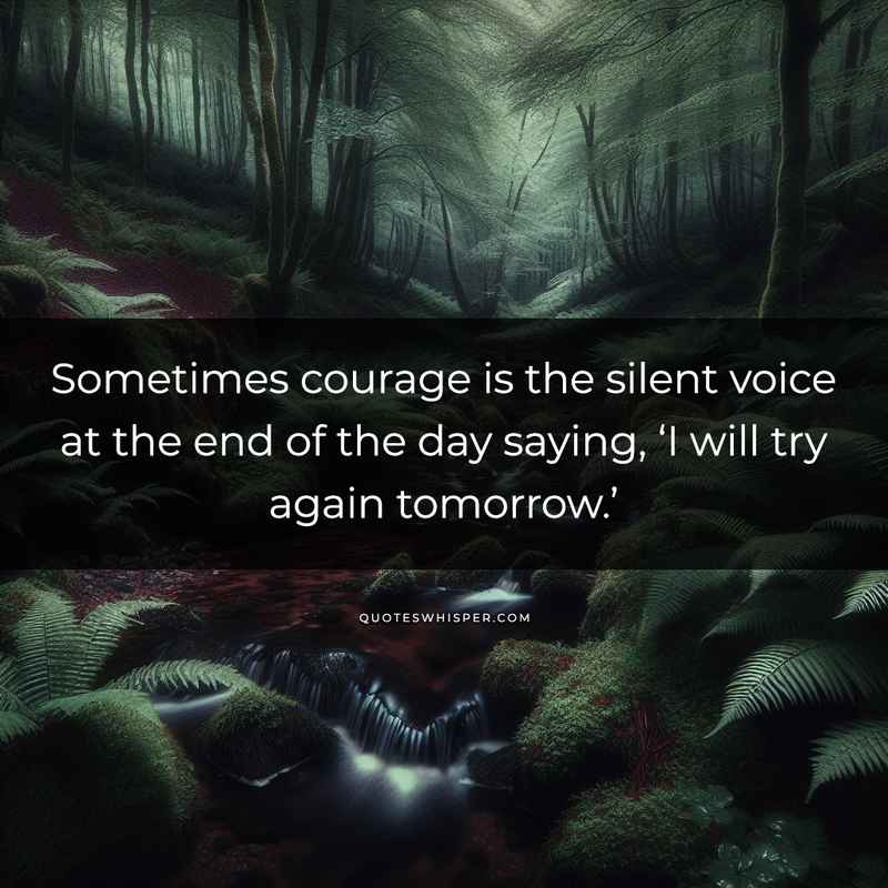 Sometimes courage is the silent voice at the end of the day saying, ‘I will try again tomorrow.’