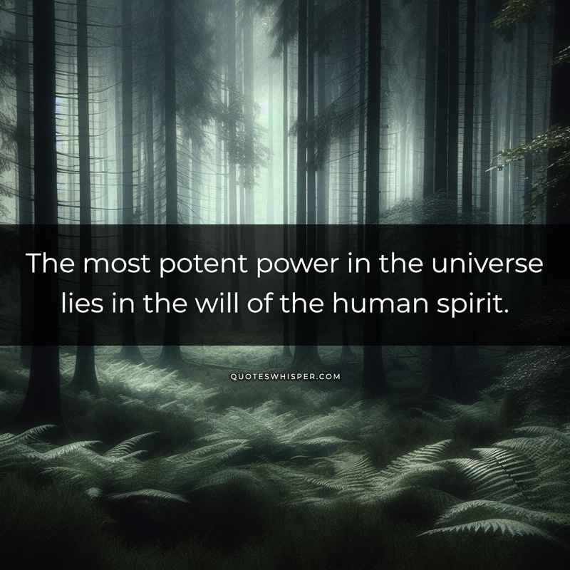 The most potent power in the universe lies in the will of the human spirit.