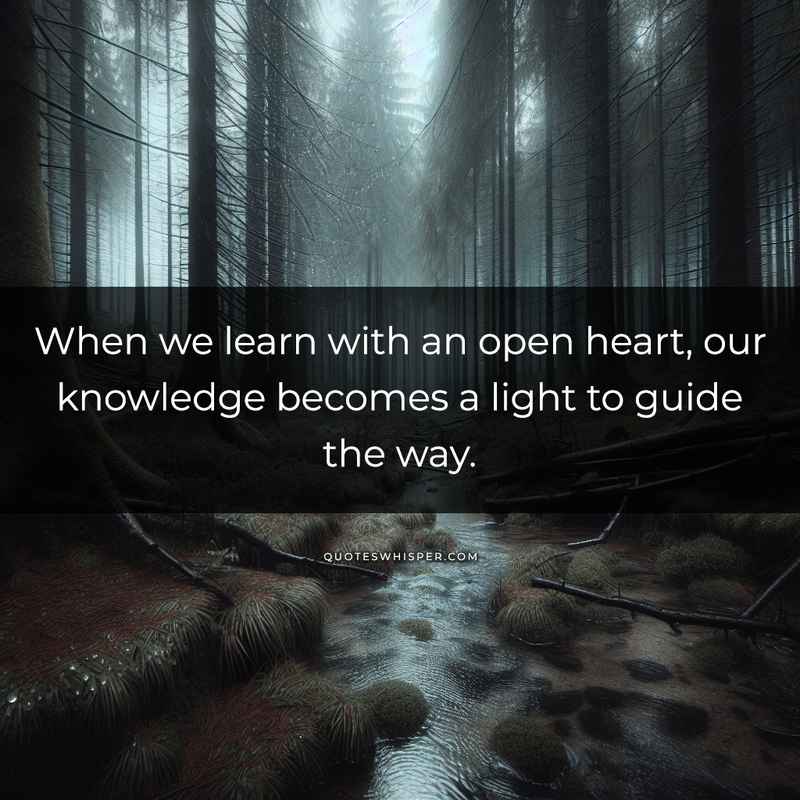 When we learn with an open heart, our knowledge becomes a light to guide the way.