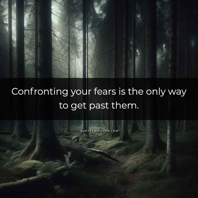 Confronting your fears is the only way to get past them.