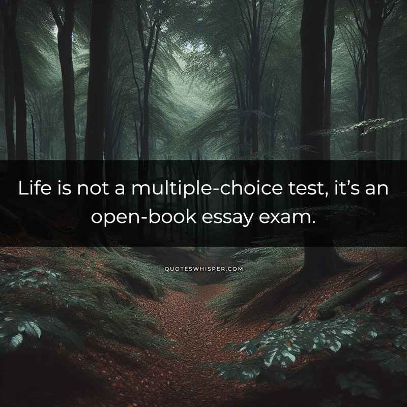 Life is not a multiple-choice test, it’s an open-book essay exam.