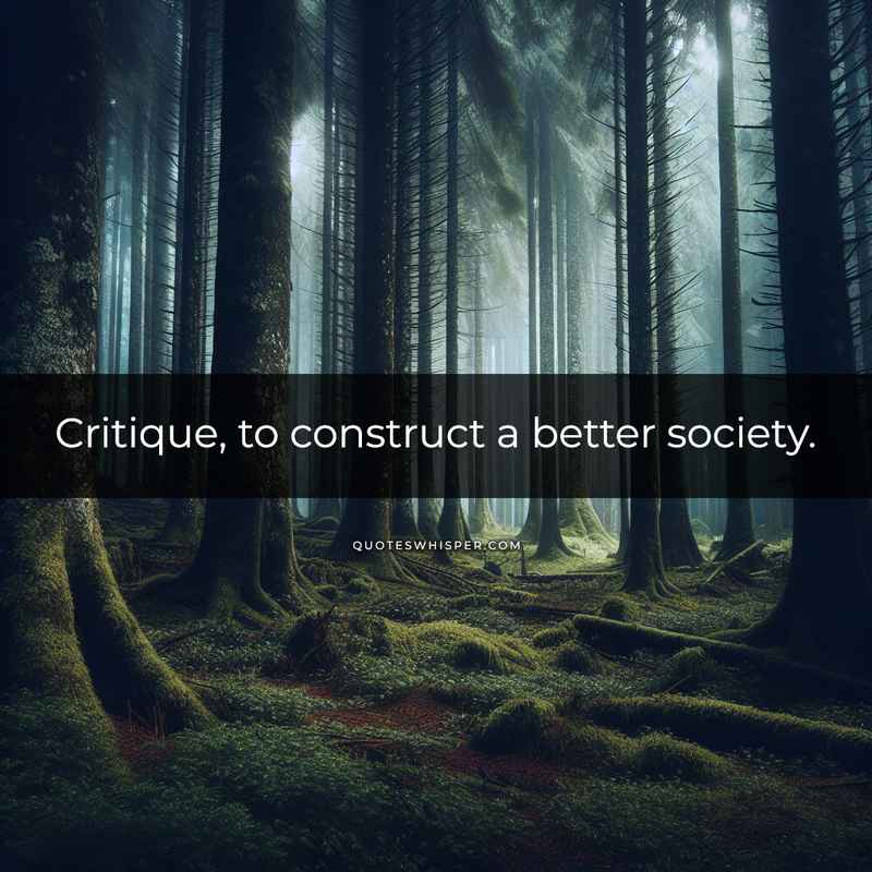 Critique, to construct a better society.