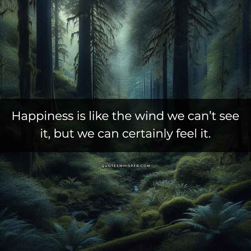 Happiness is like the wind we can’t see it, but we can certainly feel it.