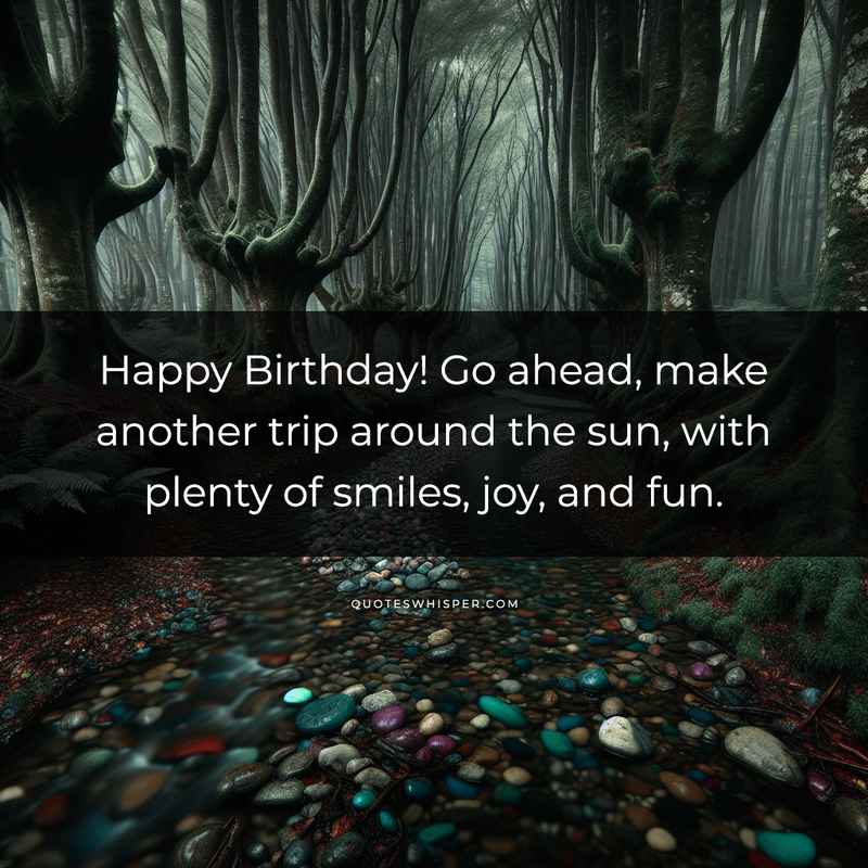 Happy Birthday! Go ahead, make another trip around the sun, with plenty of smiles, joy, and fun.